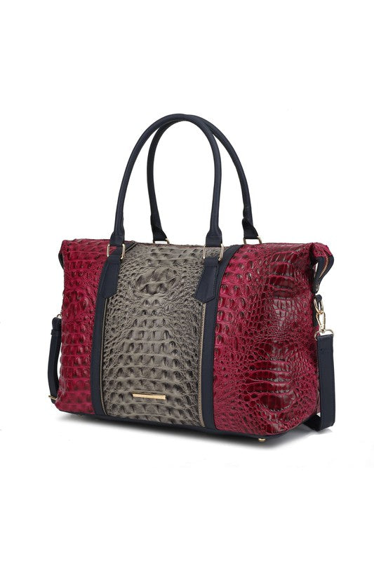 MKF Faux Crocodile-Embossed Duffle Bag by Mia K