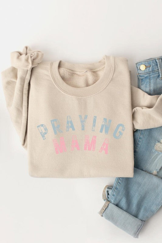 Praying Mama Christian Graphic Fleece Sweatshirts