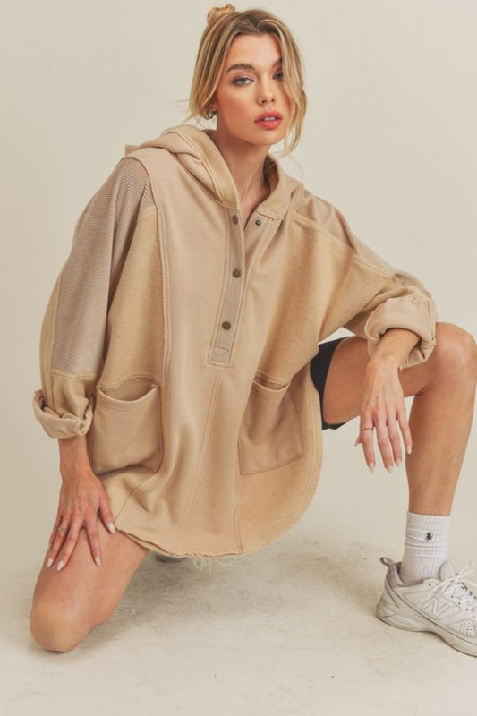 *Aemi+Co Slit Half Snap Oversize Hoodie